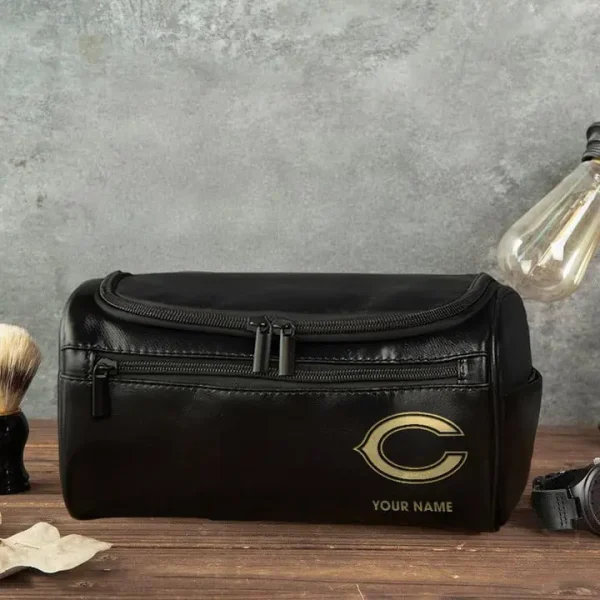 Chicago Bears Toiletry Bag, Leather Dopp Kit Accessory - Image 3