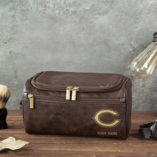 Chicago Bears Toiletry Bag, Leather Dopp Kit Accessory - Image 4