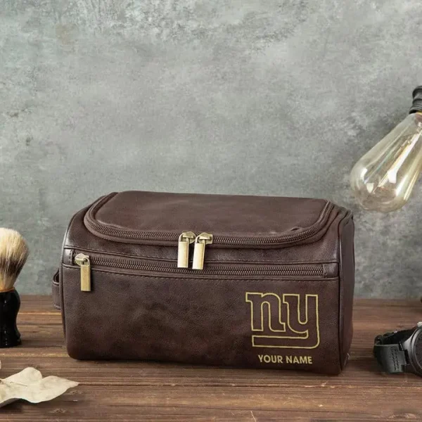 New York Giants Toiletry Bag, Leather Dopp Kit Accessory - Image 4