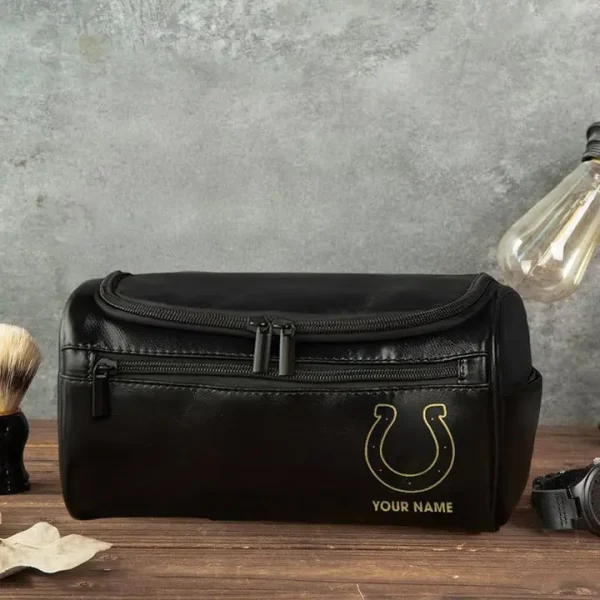 Indianapolis Colts Toiletry Bag, Leather Dopp Kit Accessory - Image 3