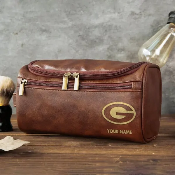 Green Bay Packers Toiletry Bag, Leather Dopp Kit Accessory