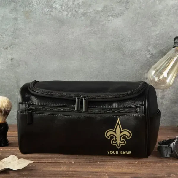 New Orleans Saints Toiletry Bag, Leather Dopp Kit Accessory - Image 3