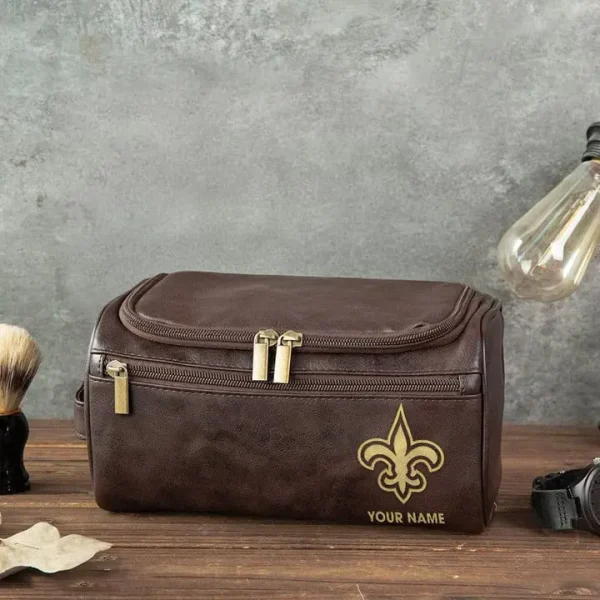 New Orleans Saints Toiletry Bag, Leather Dopp Kit Accessory - Image 4