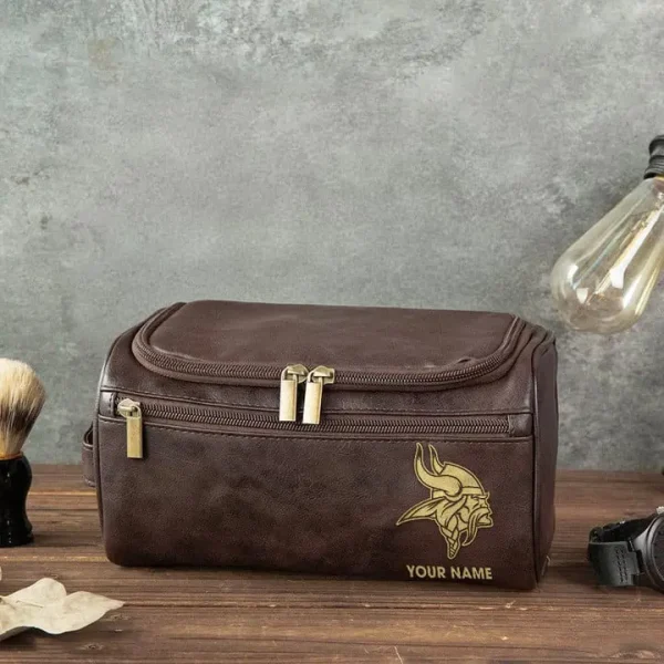 Minnesota Vikings  Toiletry Bag, Leather Dopp Kit Accessory - Image 4