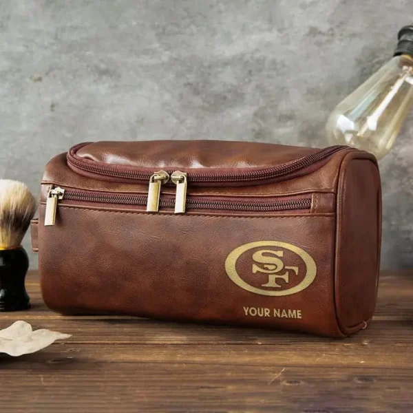 San Francisco 49ers Toiletry Bag, Leather Dopp Kit Accessory