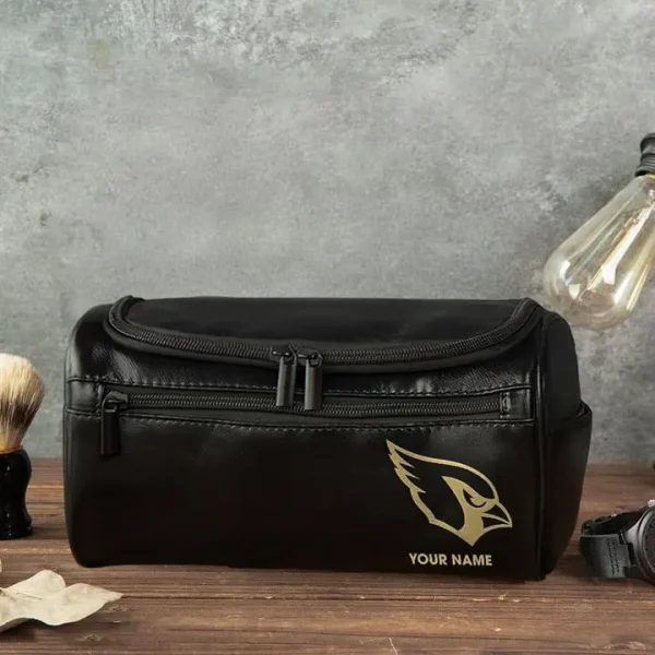 Arizona Cardinals Toiletry Bag, Leather Dopp Kit Accessory - Image 3