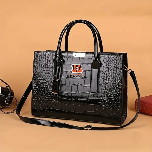 Cincinnati Bengals Deluxe Crocodile Handbag For Women SPTDCGB001