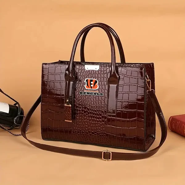 Cincinnati Bengals Deluxe Crocodile Handbag For Women SPTDCGB001 - Image 2