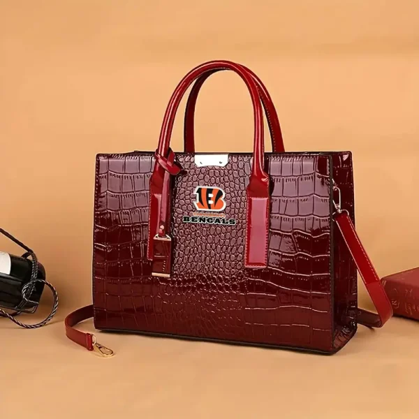 Cincinnati Bengals Deluxe Crocodile Handbag For Women SPTDCGB001 - Image 3