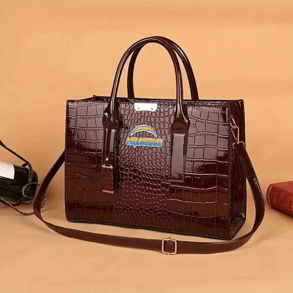 Los Angeles Chargers Deluxe Crocodile Handbag For Women SPTDCGB002