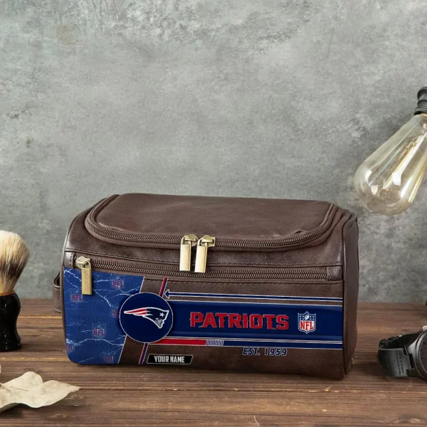 New England Patriots VITCB054 Toiletry Bag, Leather Dopp Kit Accessory - Image 3