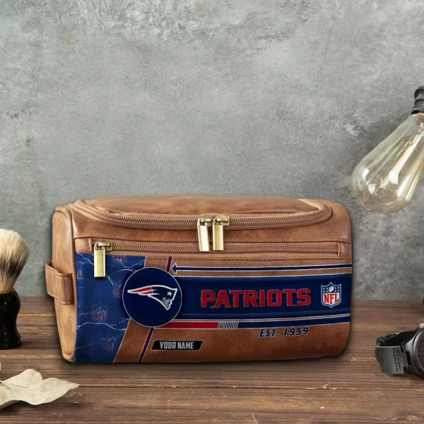 New England Patriots VITCB054 Toiletry Bag, Leather Dopp Kit Accessory - Image 5