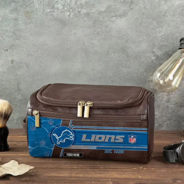 Detroit Lions VITCB043 Toiletry Bag, Leather Dopp Kit Accessory - Image 3