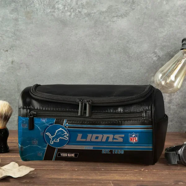 Detroit Lions VITCB043 Toiletry Bag, Leather Dopp Kit Accessory - Image 4