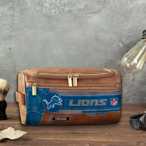 Detroit Lions VITCB043 Toiletry Bag, Leather Dopp Kit Accessory - Image 5