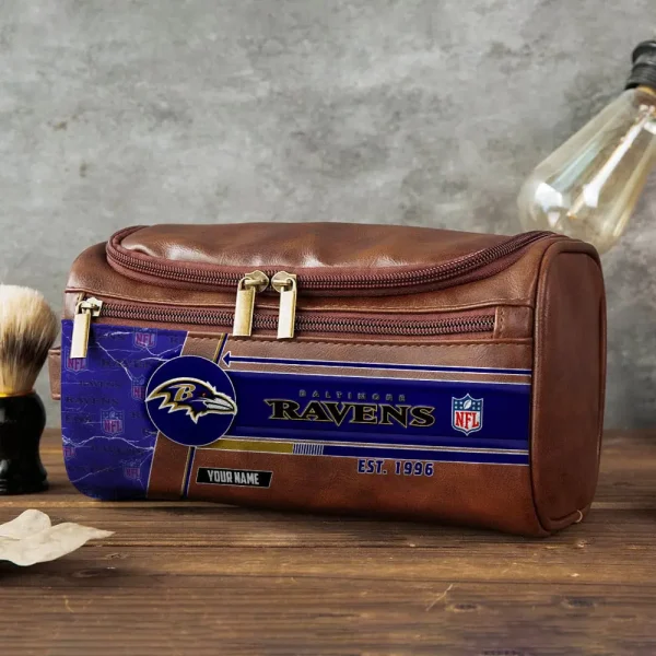 Baltimore Ravens VITCB035 Toiletry Bag, Leather Dopp Kit Accessory