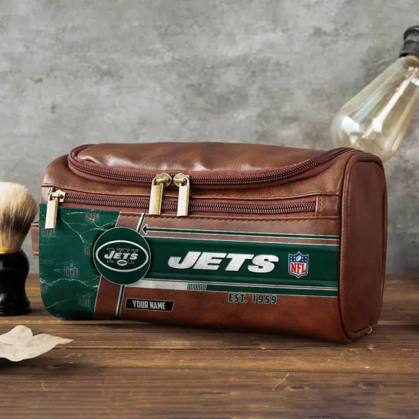 New York Jets VITCB057 Toiletry Bag, Leather Dopp Kit Accessory