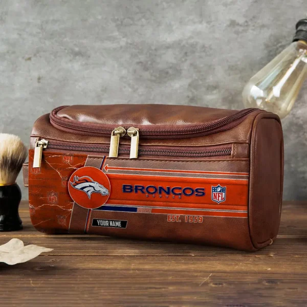 Denver Broncos VITCB042 Toiletry Bag, Leather Dopp Kit Accessory