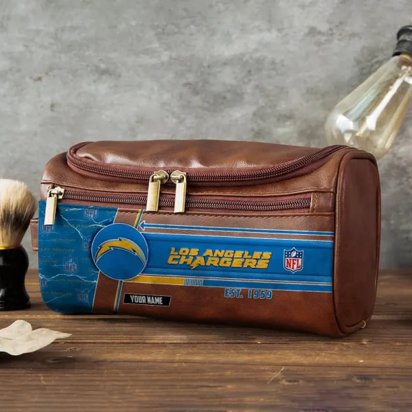 Los Angeles Chargers VITCB050 Toiletry Bag, Leather Dopp Kit Accessory