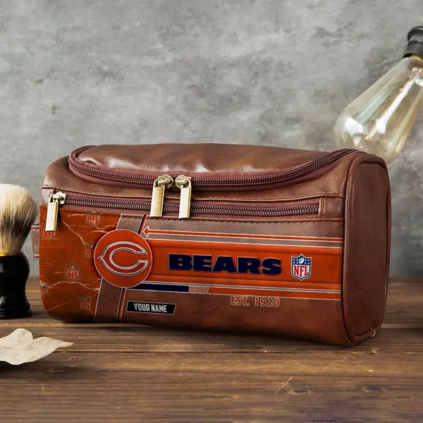 Chicago Bears VITCB038 Toiletry Bag, Leather Dopp Kit Accessory