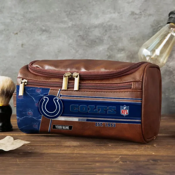 Indianapolis Colts VITCB046 Toiletry Bag, Leather Dopp Kit Accessory