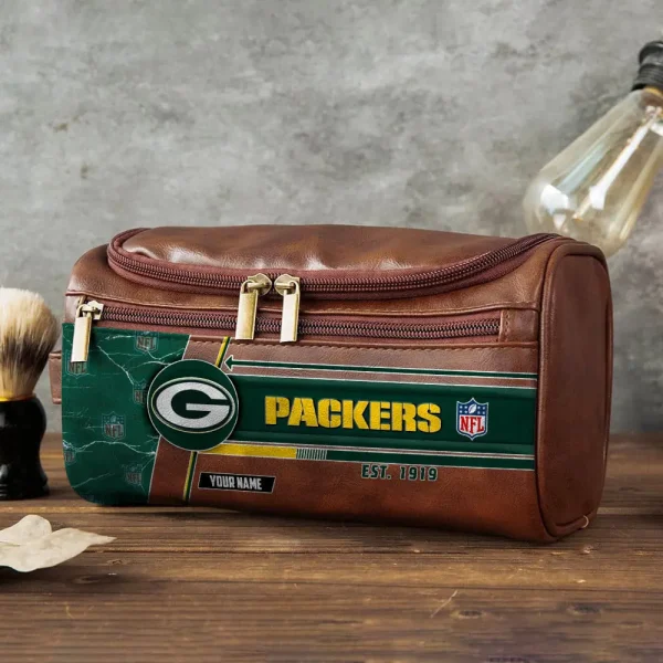 Green Bay Packers VITCB044 Toiletry Bag, Leather Dopp Kit Accessory