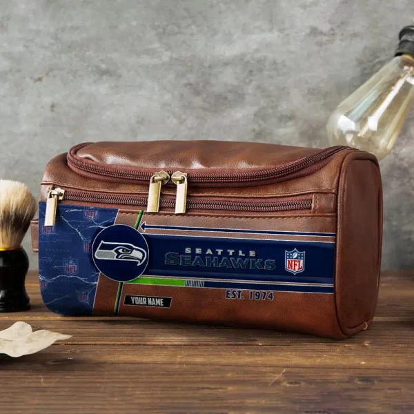 Seattle Seahawks VITCB061 Toiletry Bag, Leather Dopp Kit Accessory