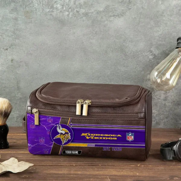 Minnesota Vikings VITCB053 Toiletry Bag, Leather Dopp Kit Accessory - Image 3