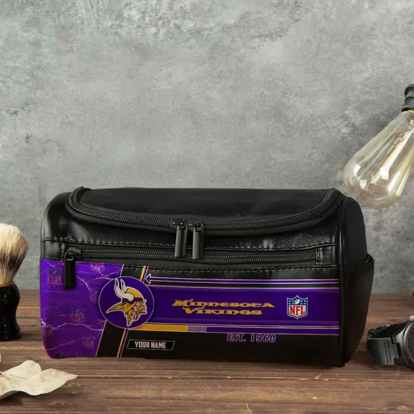 Minnesota Vikings VITCB053 Toiletry Bag, Leather Dopp Kit Accessory - Image 4