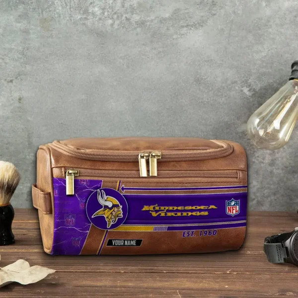 Minnesota Vikings VITCB053 Toiletry Bag, Leather Dopp Kit Accessory - Image 5