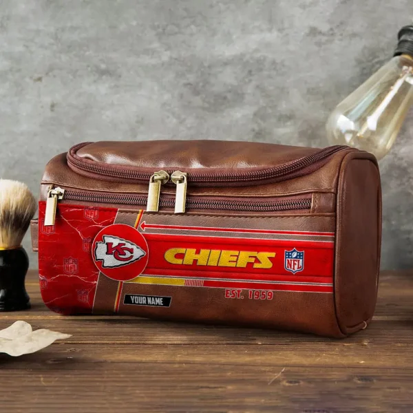 Kansas City Chiefs VITCB048 Toiletry Bag, Leather Dopp Kit Accessory