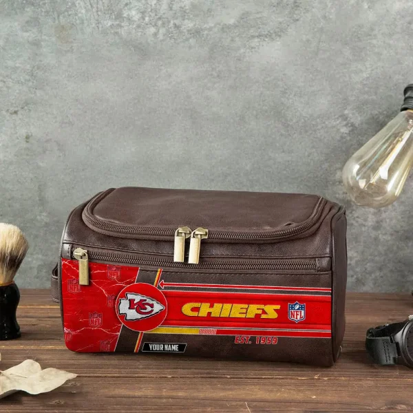 Kansas City Chiefs VITCB048 Toiletry Bag, Leather Dopp Kit Accessory - Image 3