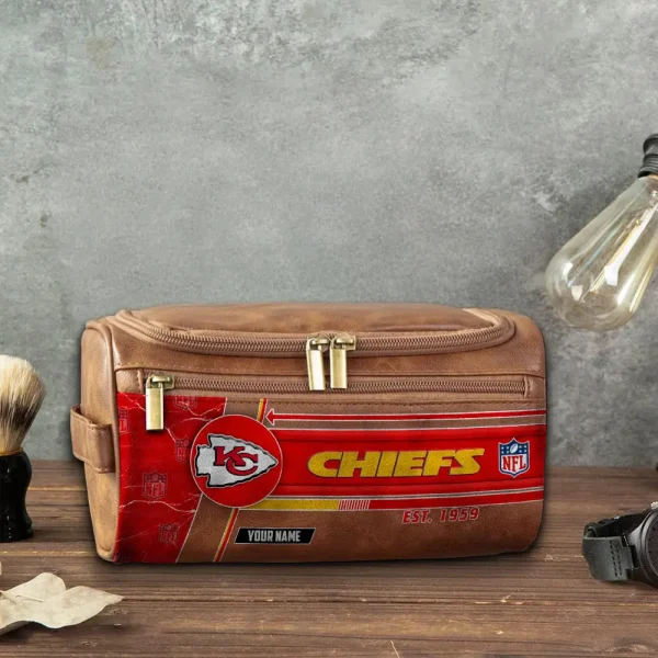 Kansas City Chiefs VITCB048 Toiletry Bag, Leather Dopp Kit Accessory - Image 5