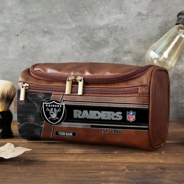 Las Vegas Raiders VITCB049 Toiletry Bag, Leather Dopp Kit Accessory