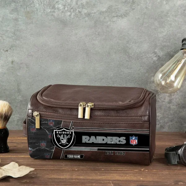 Las Vegas Raiders VITCB049 Toiletry Bag, Leather Dopp Kit Accessory - Image 3