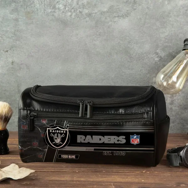 Las Vegas Raiders VITCB049 Toiletry Bag, Leather Dopp Kit Accessory - Image 4