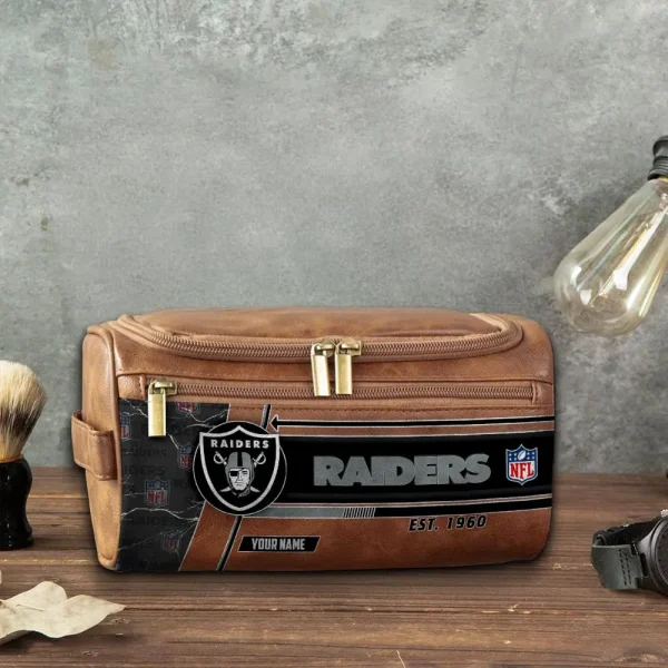 Las Vegas Raiders VITCB049 Toiletry Bag, Leather Dopp Kit Accessory - Image 5