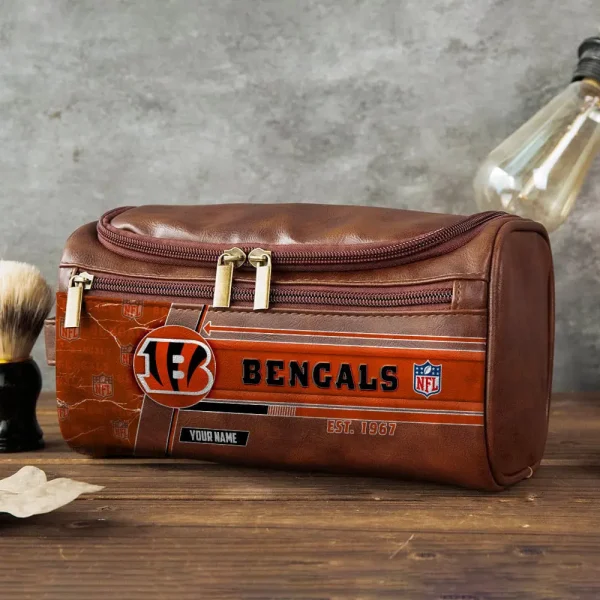 Cincinnati Bengals VITCB039 Toiletry Bag, Leather Dopp Kit Accessory