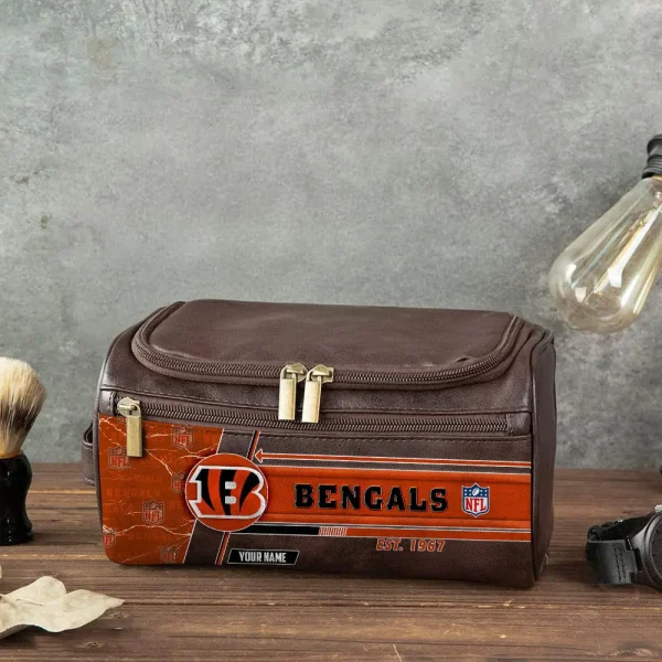 Cincinnati Bengals VITCB039 Toiletry Bag, Leather Dopp Kit Accessory - Image 3