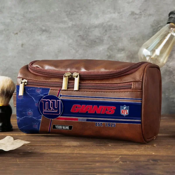 New York Giants VITCB056 Toiletry Bag, Leather Dopp Kit Accessory