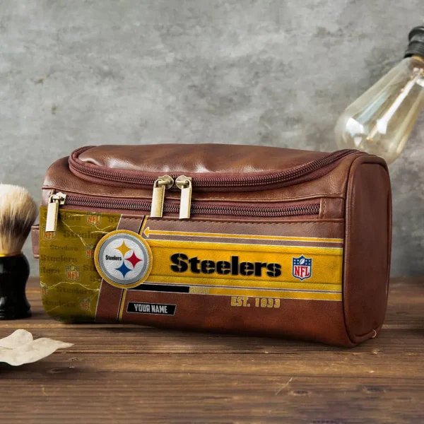 Pittsburgh Steelers VITCB059 Toiletry Bag, Leather Dopp Kit Accessory