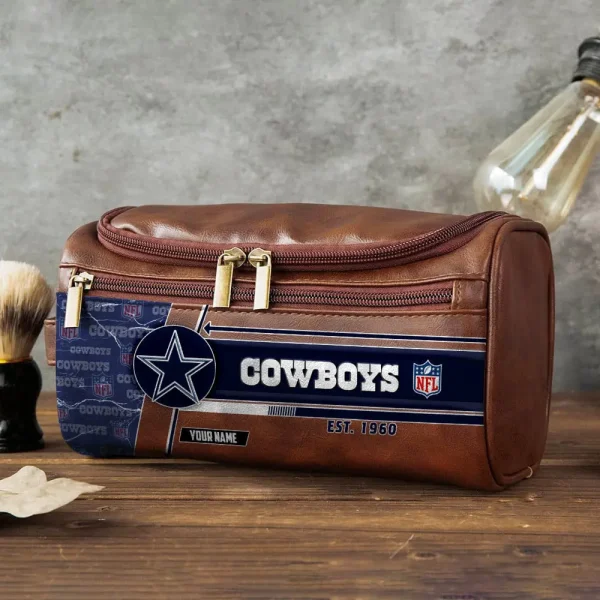 Dallas Cowboys VITCB041 Toiletry Bag, Leather Dopp Kit Accessory