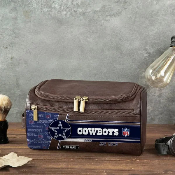 Dallas Cowboys VITCB041 Toiletry Bag, Leather Dopp Kit Accessory - Image 3