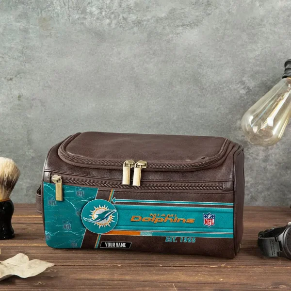 Miami Dolphins VITCB052 Toiletry Bag, Leather Dopp Kit Accessory - Image 3