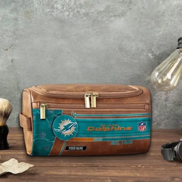 Miami Dolphins VITCB052 Toiletry Bag, Leather Dopp Kit Accessory - Image 5