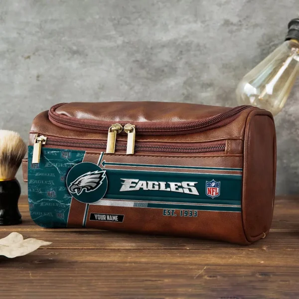 Philadelphia Eagles VITCB058 Toiletry Bag, Leather Dopp Kit Accessory