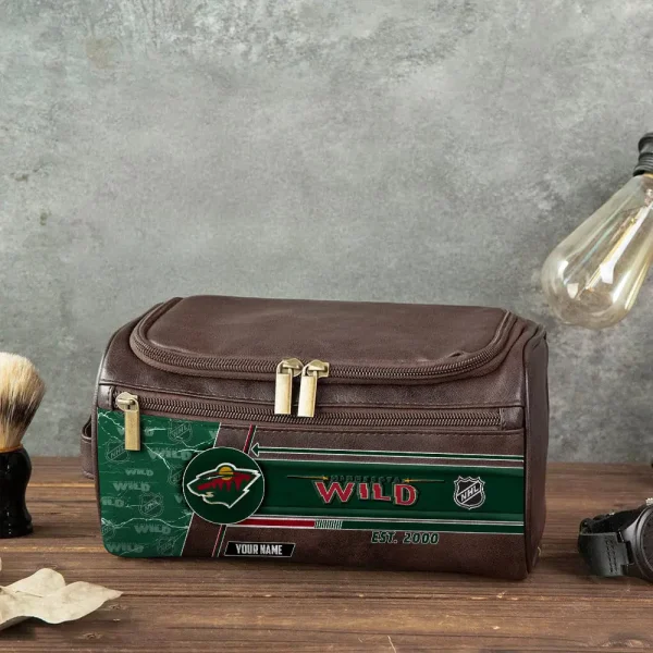 Minnesota Wild VITCB015 Leather Cosmetic Bag - Image 3