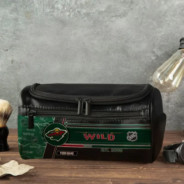 Minnesota Wild VITCB015 Leather Cosmetic Bag - Image 4