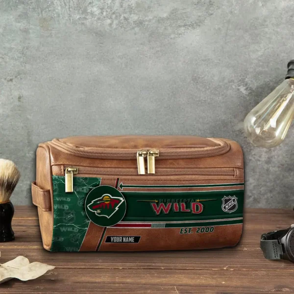 Minnesota Wild VITCB015 Leather Cosmetic Bag - Image 5