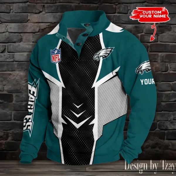 Philadelphia Eagles NFL Half Button Long Sleeve Hoodie S9DBSCH1549